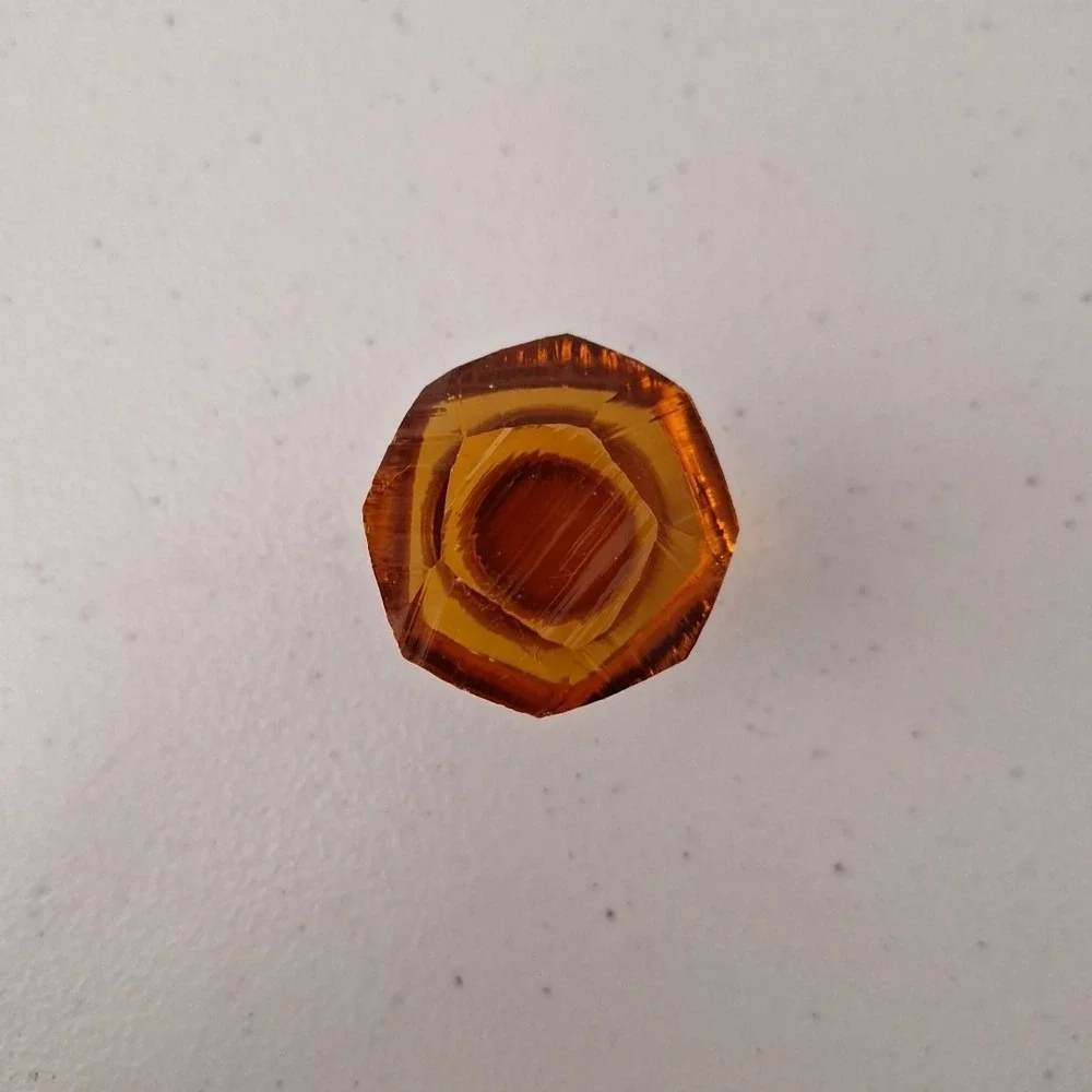 Vintage Antique MCM Amber Jewel Diamond Cut Drawer Pull Knob Door Handle